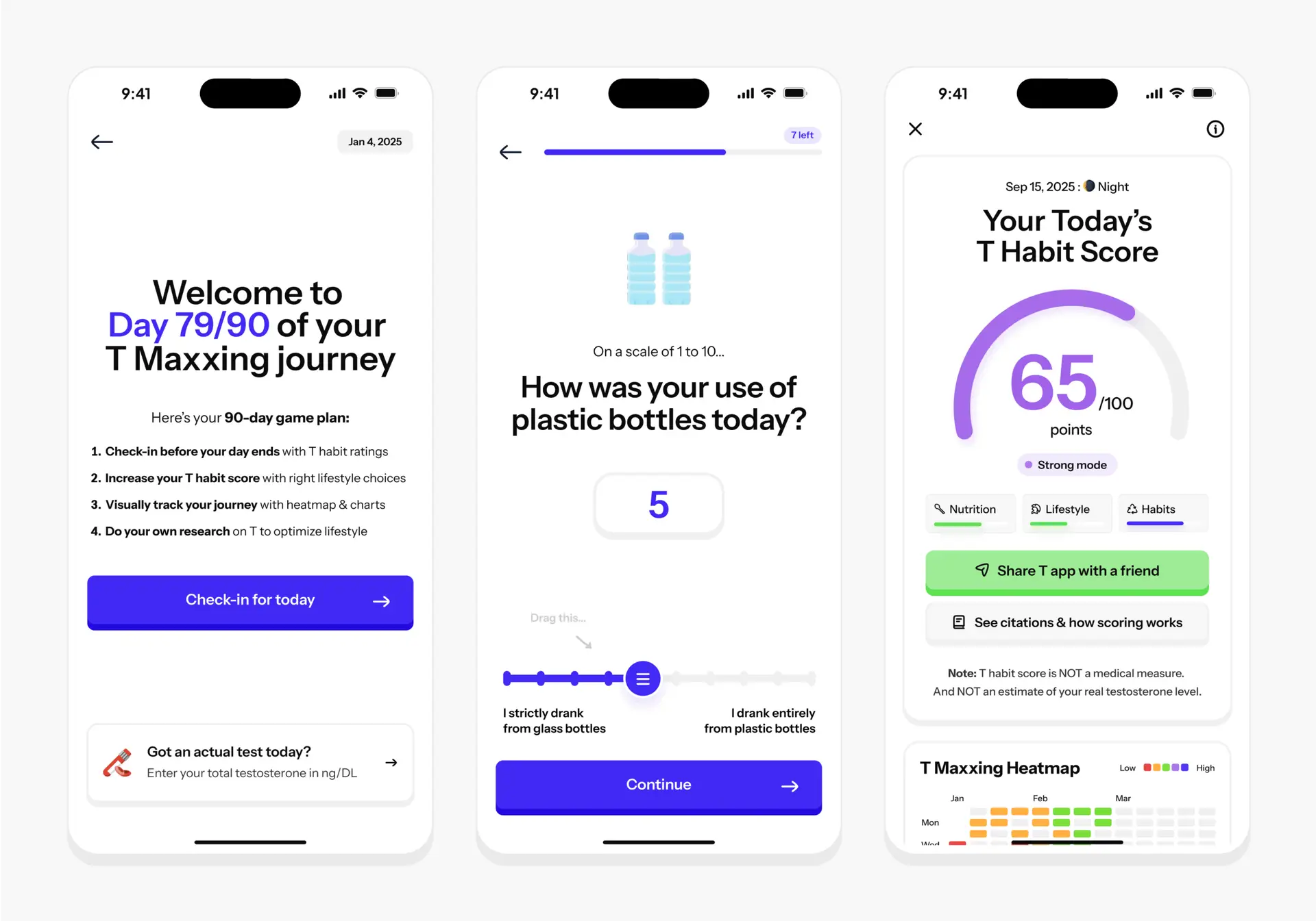 Testosterone Tracker App Daily Check-in Result